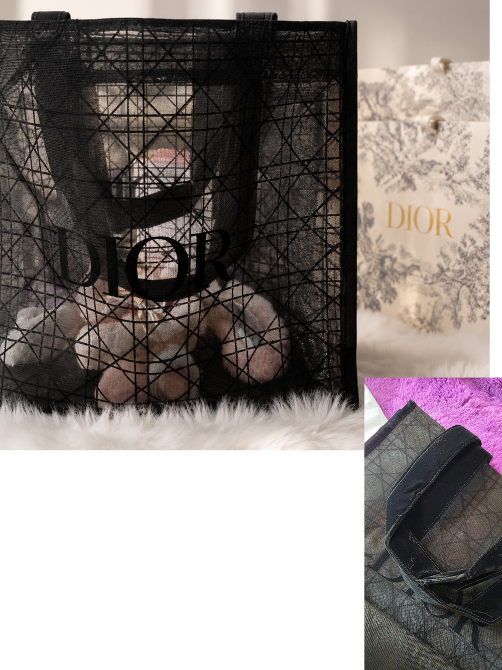 Black Mesh Tote with Logo